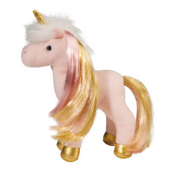 Cuddle Toys Mini Einhorn „Suki“ gold & pink: Plüschtier Einhorn stehend, Größe: 18cm