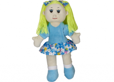 Habibi Plush „Puppe“ Sunny Blue sitzend blau: Wärme-Plüsch für Kinder ab 0 Jahren, Größe: 20cm im Sitzen