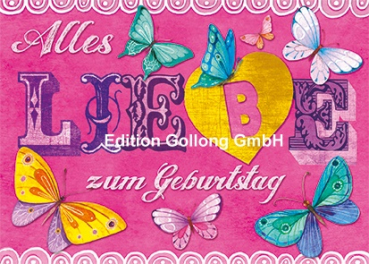 Mila Marquis "Alles Liebe zum Geburtstag", UV-Lack, Größe: 10,5x15 cm