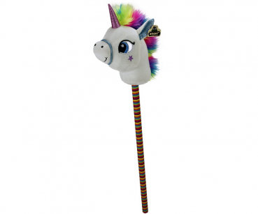 Dinotoys „Unicorn“ weiß: Steckenpferd Einhorn aus Plüsch, Größe: 90 cm