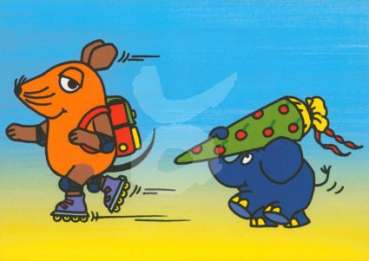 Schmitt-Menzel "Einschulung auf Rollschuhen" Sendung mit der Maus, Größe: 10,5x15 cm