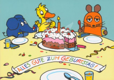 Schmitt-Menzel "Alles Gute zum Geburtstag" Sendung mit der Maus, Größe: 10,5x15 cm