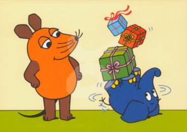 Schmitt-Menzel "Jonglieren mit Geschenken" Sendung mit der Maus, Größe: 10,5x15 cm