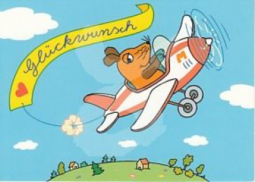 Schmitt-Menzel "Glückwunsch Flugzeug" Sendung mit der Maus, Größe: 10,5x15 cm
