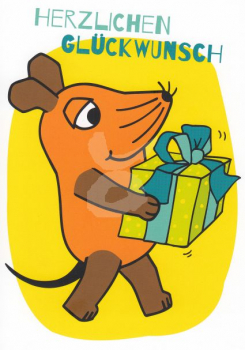 Schmitt-Menzel "Herzlichen Glückwunsch" Sendung mit der Maus, Größe: 10,5x15 cm
