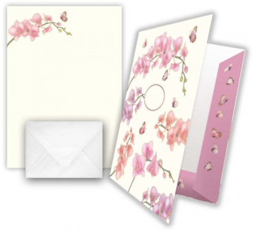 Quire "Orchidee" Briefpapier-Set mit Faltmappe & Umschlägen