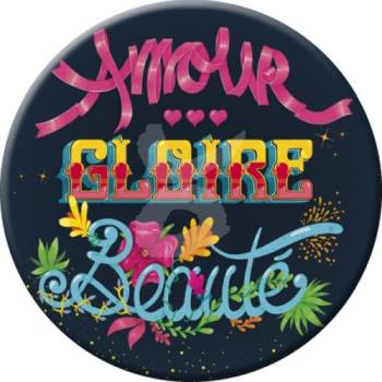 Julien Calavezes Schminkspiegel „Amour Gloire Beauté“ makeup Taschenspiegel, rund 8,8cm