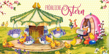 Carola Pabst „Fröhliche Ostern“: Karussell mit Glitzer, Größe 12,5 x 23,5cm