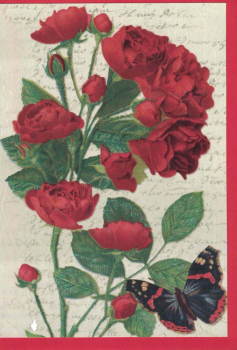 Doppelkarte Rose mit Schmetterling