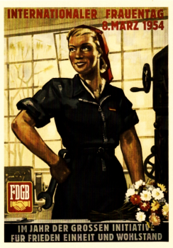 „Internationaler Frauentag 1954“ DDR-Plakat - Postkarte, Größe: 10,5x14,8cm
