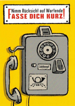 „Fasse Dich kurz!“ DDR Öffentliches Telefon - Postkarte, Größe: 10,5x14,8cm