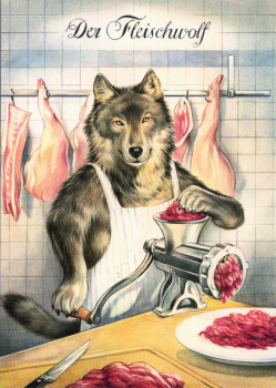 Inkognito Reinhard Michl „Der Fleischwolf“ - Postkarte, Größe: 10,5x14,8cm