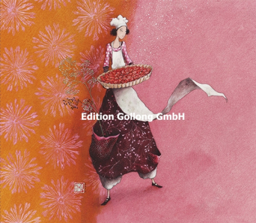 Gaëlle Boissonard "Frau mit Erdbeerkuchen" Doppelkarte, Größe: 16x14 cm