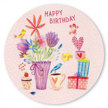 Edition Tausendschön "Happy Birthday to you" PK560 Postkarte rund ∅ 14cm