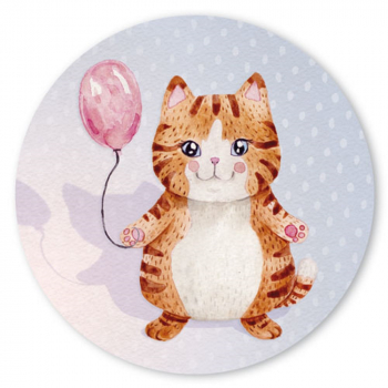 Edition Tausendschön "Katze mit Ballon" PK561 Postkarte rund ∅ 14cm