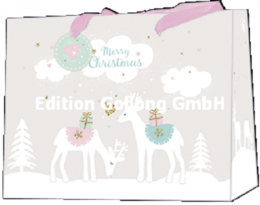 „Wiebke Wichmann“: Geschenktüte Merry Christmas L/B/H 25x11x19cm