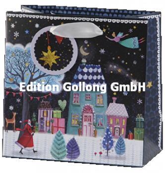 „Mila Marquis“: Geschenktüte Weihnachtliche Stadt L/B/H 15x8x15cm