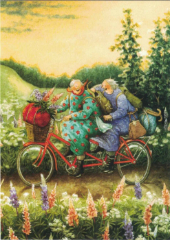 Inge Löök Nr. 68 "Frauen fahren Tandem" Größe: 10,5x15 cm