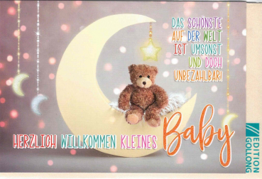 „Herzlich Willkommen kleines Baby“: Doppelkarte 12x17,2cm