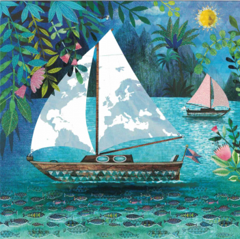 Mila Marquis "Segelboot", Glitzer, Größe: 14x14cm