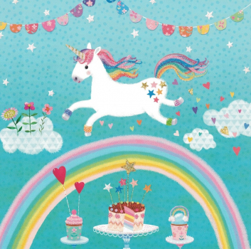 Mila Marquis "Einhorn über dem Regenbogen", Glitzer, Größe: 14x14cm