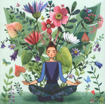 Mila Marquis  "Frau macht Yoga", Glitzer,  Größe: 14x14cm