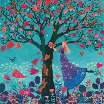 Mila Marquis  "Frau mit Herz-Baum", Glitzer, Größe: 14x14cm