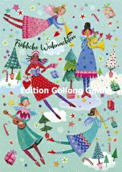 Mila Marquis "Fröhliche Weihnachten", mit Engel, Glitzer, Größe: 10,5x15cm