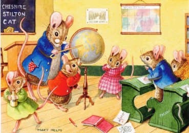 Molly Brett "Mäuse in der Schule" Postkarte, Größe: 10,5x15 cm