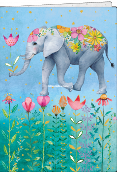 Notizheft „Elefant auf Blumen“ Mila Marquis A6, Größe 10,5x14,8cm