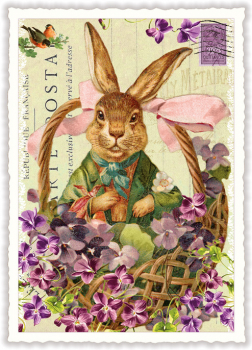 Edition Tausendschön "Hase mit Blumenkorb", PK1056 Größe: 10,5x15 cm