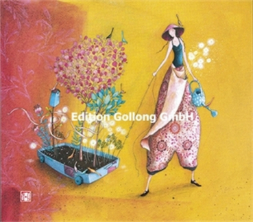 Gaëlle Boissonard "Frau mit Wagen voll Blumen" Postkarte mit Umschlag, Größe: 16x14 cm