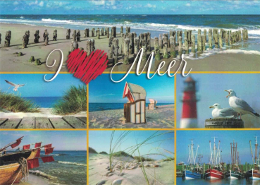 "I love Meer" Postkarte, Größe: 10,5x15 cm