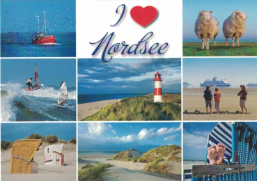 "I love Nordsee" Postkarte, Größe: 10,5x15 cm