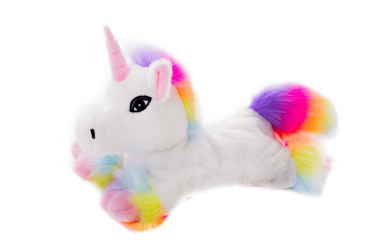 Habibi Plush Premium Einhorn „Rainbow“, liegend: Wärme-Plüsch, Größe: 31cm