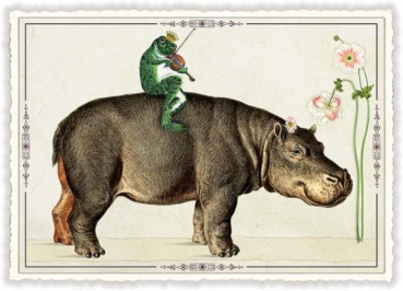 Best Buddies - Edition Tausendschön "Nilpferd & Frosch" PK995 Postkarte Größe: 10,5x15 cm