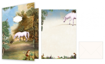Edition Tausendschön "Einhorn" BP 002, Briefpapier-Set mit Faltmappe & Umschlägen
