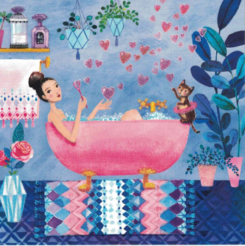 Mila Marquis  "Frau in der Badewanne", Glitzer, Größe: 14x14cm