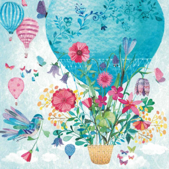 Mila Marquis  "Heißluftballon mit Blumen", Glitzer, Größe: 14x14cm