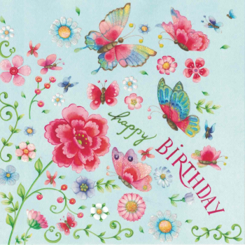 „Nina Chen“: Schmetterlinge Happy Birthday Postkarte Größe: 14x14cm