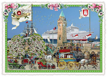 Edition Tausendschön 3D-Städte-Postkarte "Hamburg Landungsbrücken" PK823 Größe: 10,5x15 cm