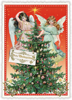 Edition Tausendschön "Frohe Weihnachten", Engel mit Weihnachtsbaum PK749 Größe: 10,5x15 cm