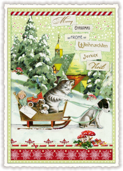 Edition Tausendschön "Happy Christmas - Frohe Weihnachten - Joyeux... PK512 Größe: 10,5x15 cm