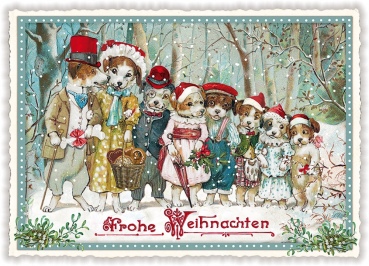 Edition Tausendschön "Frohe Weihnachten" Hunde PK733 Größe: 10,5x15 cm