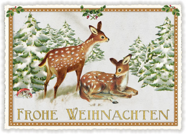 Edition Tausendschön "Frohe Weihnachten", zwei Rehkitze im Schnee PK739 Größe: 10,5x15 cm
