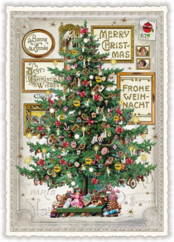 Edition Tausendschön "Merry Christmas - Frohe Weihnacht - Bonne Année",  PK611 Größe: 10,5x15 cm