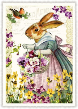 Edition Tausendschön "Hase mit Korb" und Blumen - Ostern PK775 Größe: 10,5x15 cm