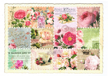 Edition Tausendschön "'Briefmarken Rosen" PK978 Postkarte Größe: 10,5x15 cm