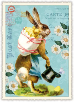 Edition Tausendschön "Hase mit Hut und Küken" PK991 Postkarte Größe: 10,5x15 cm