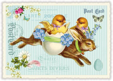 Edition Tausendschön "Küken auf Hase" PK992 Postkarte Größe: 10,5x15 cm